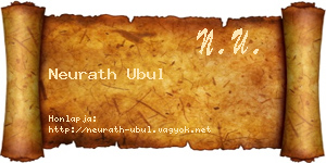 Neurath Ubul névjegykártya